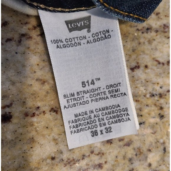 Levis 514 36x32 Jeans Mens Blue Jeans Slim Straight Leg - Picture 7 of 12